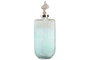 DKD Home Decor Jarrón de Cristal y Aluminio Concha Azul 9x17x43 cm