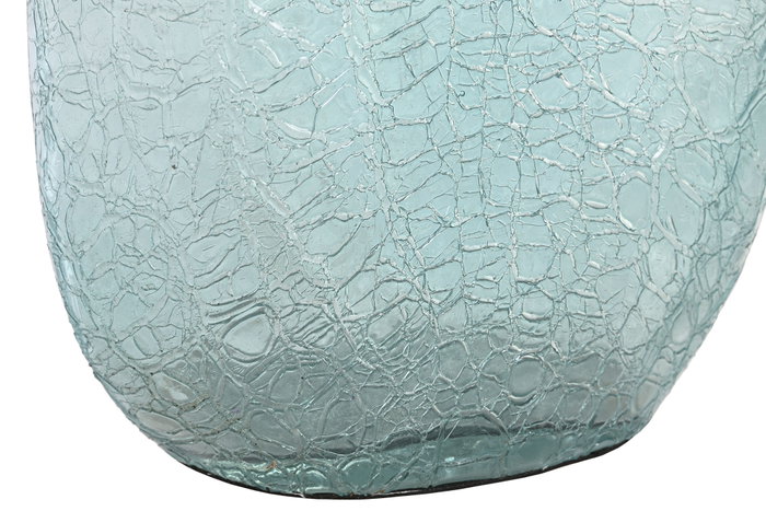 DKD Home Decor Jarrón de Cristal y Aluminio Concha Azul 9x17x43 cm