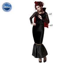 Disfraz Vampiresa Vestido Negro con Capa Mujer Adulto