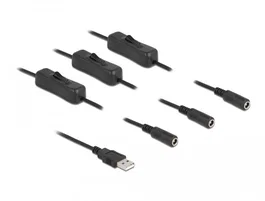 DeLOCK Cable USB Tipo-A macho a 3 x DC 5,5 x 2,1 mm hembra con interruptor, 1 m