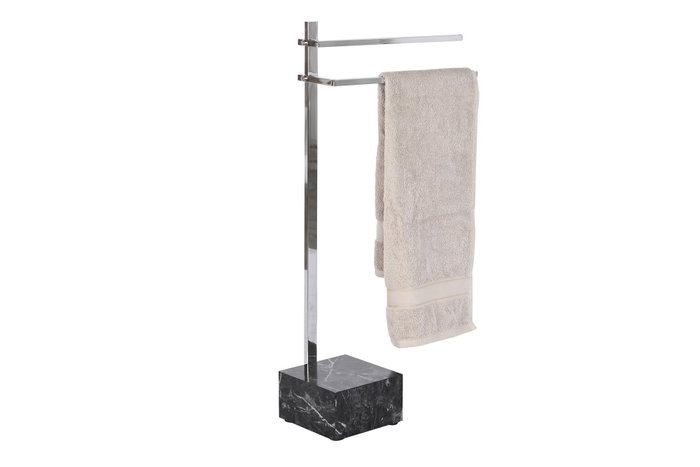 DKD Home Decor Toallero Acero MDF Símil Mármol Plateado y Negro