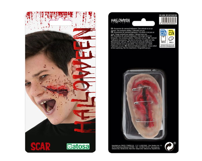 Cicatriz de Látex para Disfraz 24x10 cm con Grapas y Efecto Sangre | Herida Abierta Realista para Terror Cicatriz de Látex para Disfraz 24x10 cm con Grapas y Efecto Sangre | Herida Abierta Realista para Terror