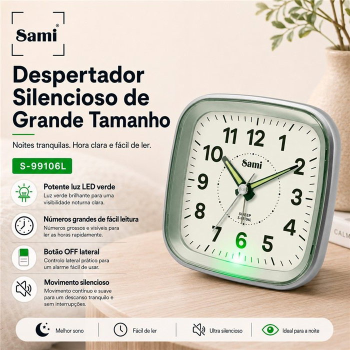 SAMI Despertador Sami sil grande L cuadros negros con luz