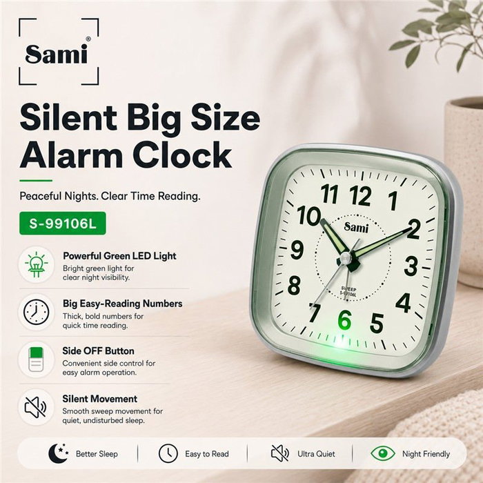 SAMI Despertador Sami sil grande L cuadros negros con luz