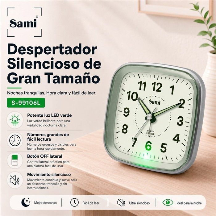 SAMI Despertador Sami sil grande L cuadros negros con luz