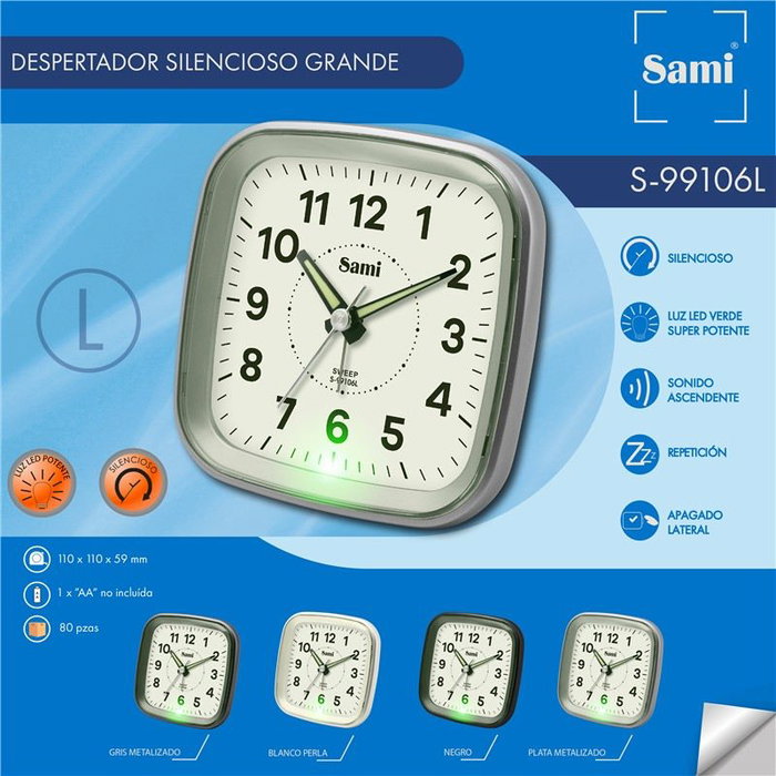 SAMI Despertador Sami sil grande L cuadros negros con luz