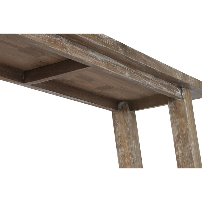 DKD Home Decor Consola de Teca Reciclada Decapé Blanco 240x46x90