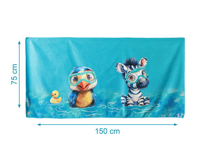 KioKids Toalla Playa Microfibra Azul Safari Fun 75 x 150 cm