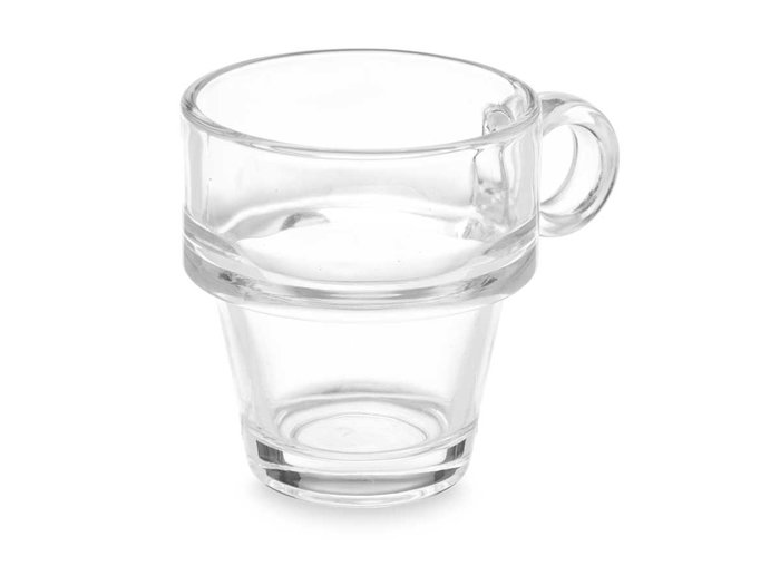 Vivalto Taza de Café Apilable 90 ml Transparente Vidrio 8 x 6.5 x 6 cm Apta para Lavavajillas (Set de 72)
