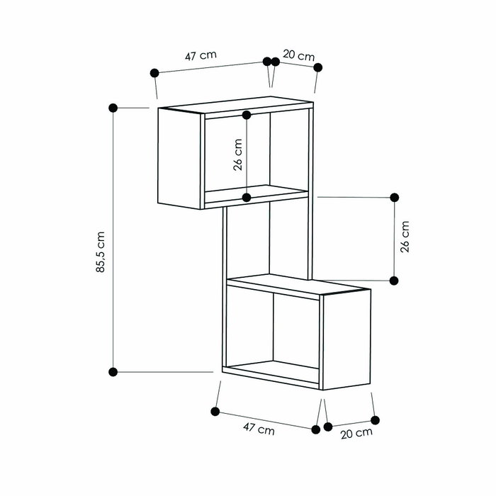 Hanah Home Estantería de Pared Escandinava Blanca 47x85.5x20 cm