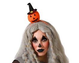 Atosa Diadema de Halloween Calabaza Naranja con Sombrero de Bruja para Disfraz Infantil