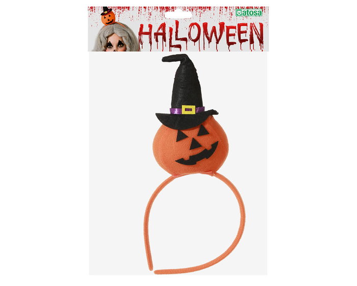 Atosa Diadema de Halloween Calabaza Naranja con Sombrero de Bruja para Disfraz Infantil Atosa Diadema de Halloween Calabaza Naranja con Sombrero de Bruja para Disfraz Infantil