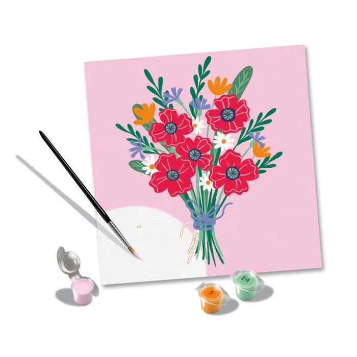 Ravensburger 25519 Pintar por numeros Ramo de amapolas 20x20 cm, Ocio creativo, Adulto