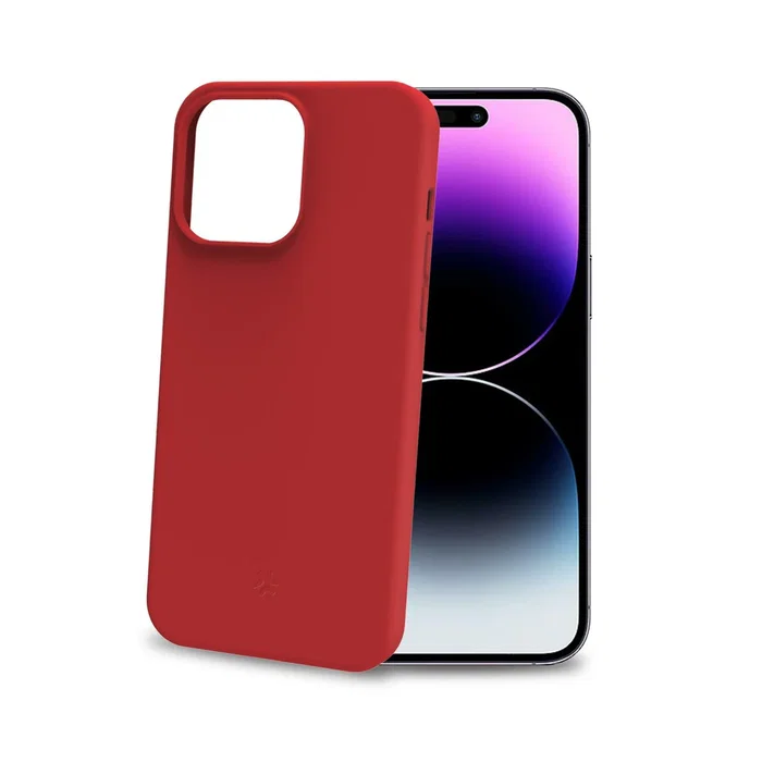 Celly Funda para iPhone 15 Pro Max, Rojo, TPU, Diseño Colorido y Agarree Ergonómico, CROMO1056RD