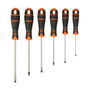 Bahco Juego de Destornilladores de 6 Piezas, Mangos con Agarre de Goma, Planos 3-6.5 mm y Phillips PH1-PH2, para Bricolaje