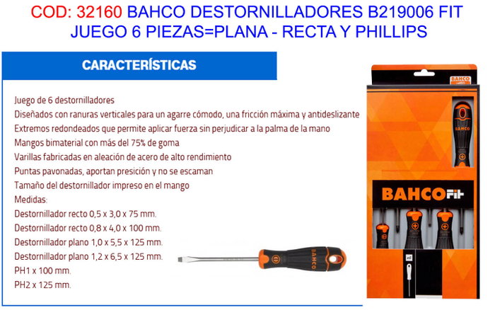 Bahco Juego de 6 destornilladores Bahcofit Bahco Juego de 6 destornilladores Bahcofit