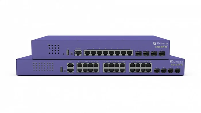 Extreme Networks ExtremeSwitching X435-24P-4S Switch Gestionado Gigabit Ethernet 24 Puertos PoE 30W con 4 Ranuras SFP, Montaje en Rack, Color Violeta