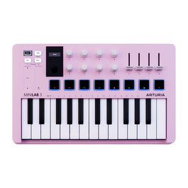 ARTURIA Minilab 3 Rose Quartz - Controlador MIDI USB Compacto con 16 Pads RGB, Encoders, Faders y Pantalla - Color Rosa Cuarzo