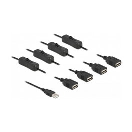 DeLOCK Cable USB Tipo-A macho a 4 x USB Tipo-A hembra con interruptor, 1 m
