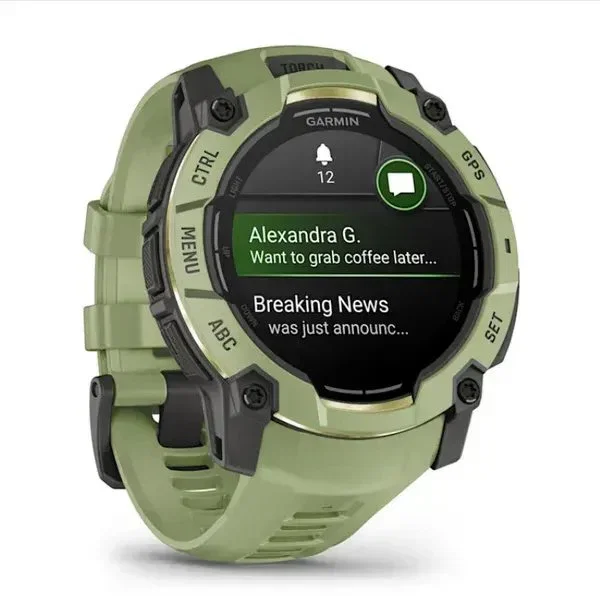 Garmin Instinct 3 AMOLED, Pantalla Táctil 3,3 cm (1.3''), Verde/Gris