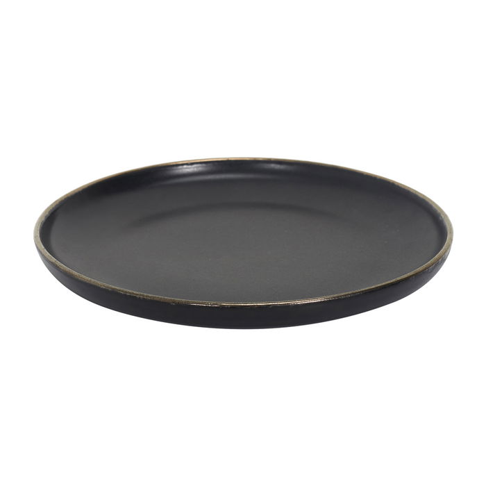 Home Deco Factory Plato Postre Moscou Diámetro 20 cm Negro con Ribete Dorado