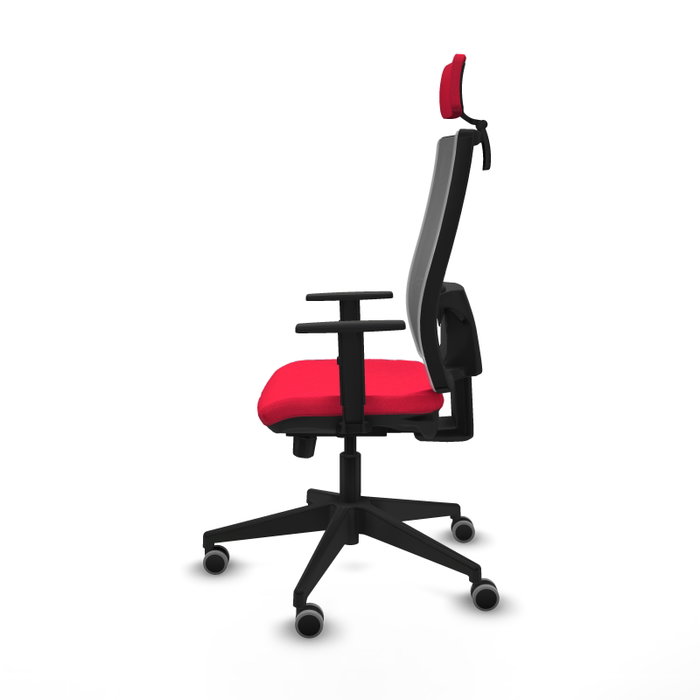 PIQUERAS Y CRESPO Silla de oficina Horna con mecanismo Sincro/Traslack, tela roja y malla gris