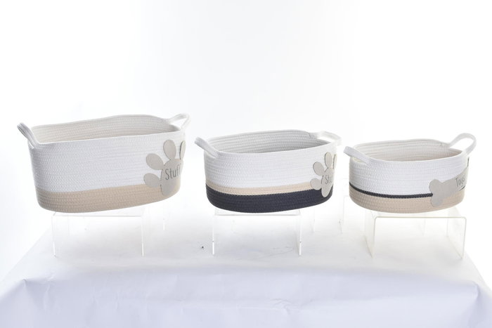 DKD Home Decor Cesta Algodón Blanco Gris Oscuro Crema 31 x 25 x 60 cm Set de 3 DKD Home Decor Cesta Algodón Blanco Gris Oscuro Crema 31 x 25 x 60 cm Set de 3