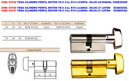 TESA Cilindro de Perfil Botón TE-5 3-LL R13 BOT-30x30 LN 520B3030N