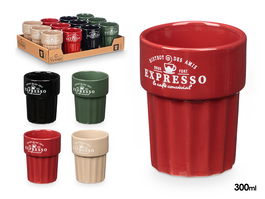 Vessia Vaso Expresso 300 ml Loza Neutros Crema Negro Rojo Verde 8x10x8 cm (Set de 24)