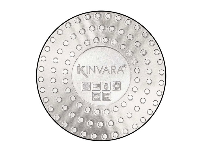 Kinvara Sarten Honda de Induccion Forjada con Tapa de Cristal, 28 cm, Color Gris, Aluminio EN601, Base 3.1 mm (Set de 6)