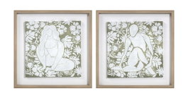 DKD Home Decor Cuadro Lienzo MDF 42x42 Mujer Flores Surtido de 2