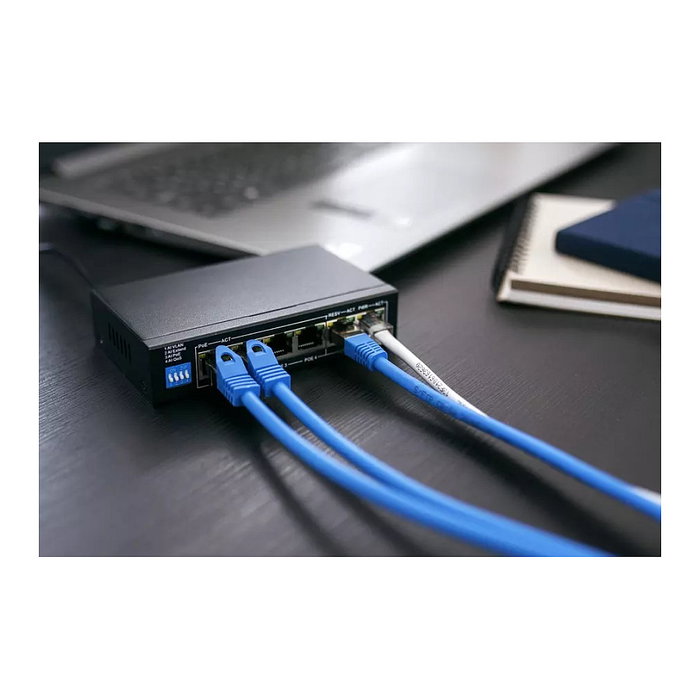 Extralink KRIOS Switch PoE de 6 puertos con 4 puertos Gigabit PoE/PoE+ y 2 puertos Uplink Gigabit