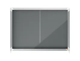 Nobo Vitrina de Anuncios Premium Plus Fieltro Gris con Puerta Corredera 8 x DIN A4 925x668 mm