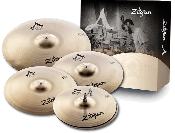 ZILDJIAN Juego de Platos A Custom 14" Hi-Hat, 16" Crash, 18" Crash & 20" Medium Ride - Acabado Brillante