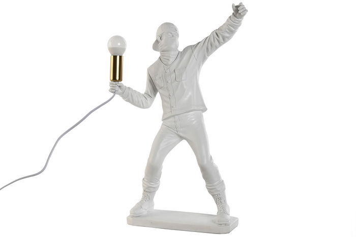 DKD Home Decor Lámpara Sobremesa Urban Soldier Blanco Dorado 32 x 52 x 13 cm