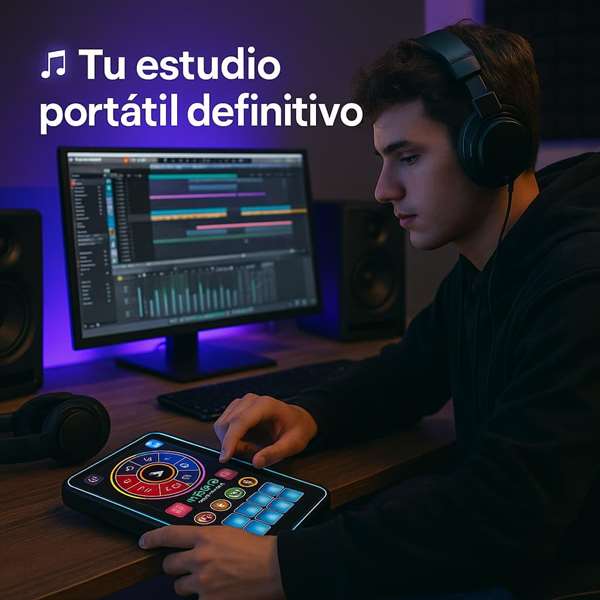 iDance Mesa de Mezclas Portátil en Forma de Tablet para DJ, Incluye Sonidos y Luces, Dimensiones 2.2 x 24.5 x 14 cm, Color Negro, Inglés iDance Mesa de Mezclas Portátil en Forma de Tablet para DJ, Incluye Sonidos y Luces, Dimensiones 2.2 x 24.5 x 14 cm, Color Negro, Inglés