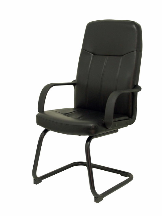 Silla Villa confidente tapizada con Similpiel color Negro. Brazos fijos