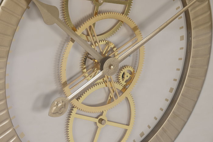 DKD Home Decor Reloj Pared Glam Beige Dorado 8 x 59 x 59 cm Hierro Cristal