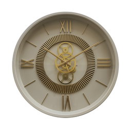 DKD Home Decor Reloj de Pared de Hierro y Cristal Beige y Dorado