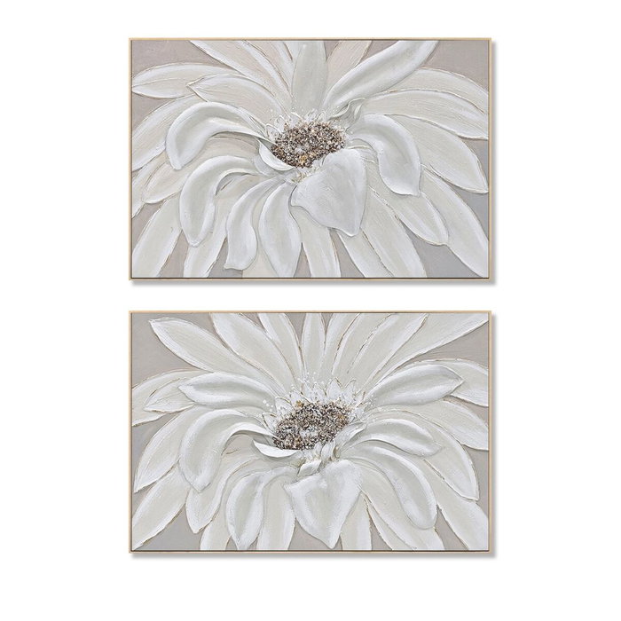 DKD Home Decor Cuadro Lienzo Flor Surtido de 2 Piezas 122x82x4,5 cm, Blanco y Beige DKD Home Decor Cuadro Lienzo Flor Surtido de 2 Piezas 122x82x4,5 cm, Blanco y Beige