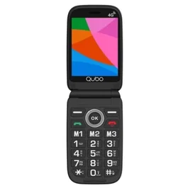 Qubo Teléfono Móvil para Mayores X-340CB Negro, 4G, Doble SIM, Pantalla 3.36", SOS, Linterna, Batería 1400mAh, USB-C, Incluye Base de Carga