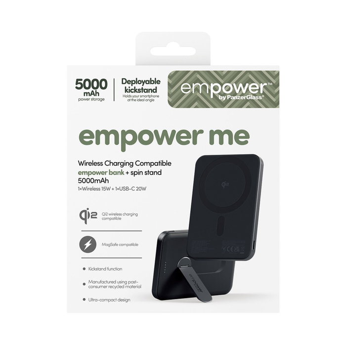 PanzerGlass empower Bank con Spin Stand 5000mAh Space Black