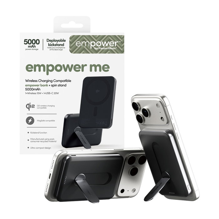 PanzerGlass empower Bank con Spin Stand 5000mAh Space Black