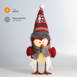 Bambasy Pájaro de Navidad LED Frostine 21cm Rojo y gris