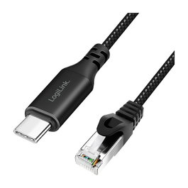 LogiLink Cable Ethernet USB 3.2 tipo C a RJ45 de 3 m, 1 Gbps, negro/gris