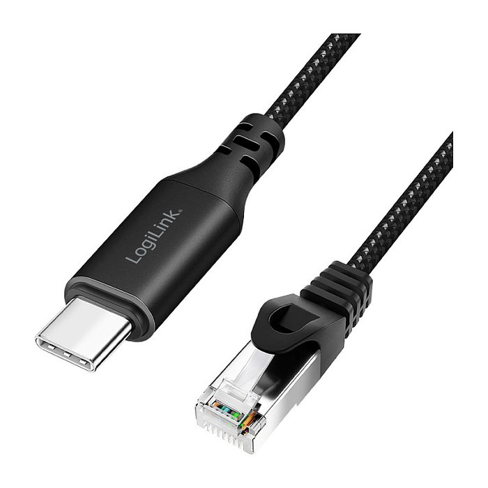 LogiLink Cable Ethernet USB 3.2 tipo C a RJ45 de 3 m, 1 Gbps, negro/gris LogiLink Cable Ethernet USB 3.2 tipo C a RJ45 de 3 m, 1 Gbps, negro/gris