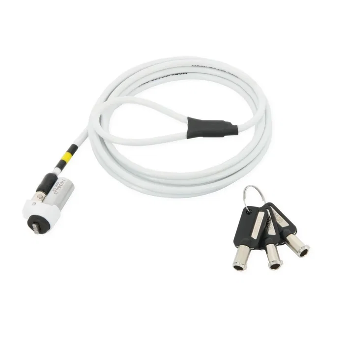 Mobilis 001328 Candado de Seguridad Antirrobo con Llave para Portátil, Cable de Acero 1.8 m, Blanco