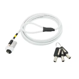 Mobilis 001328 Candado de Seguridad Antirrobo con Llave para Portátil, Cable de Acero 1.8 m, Blanco