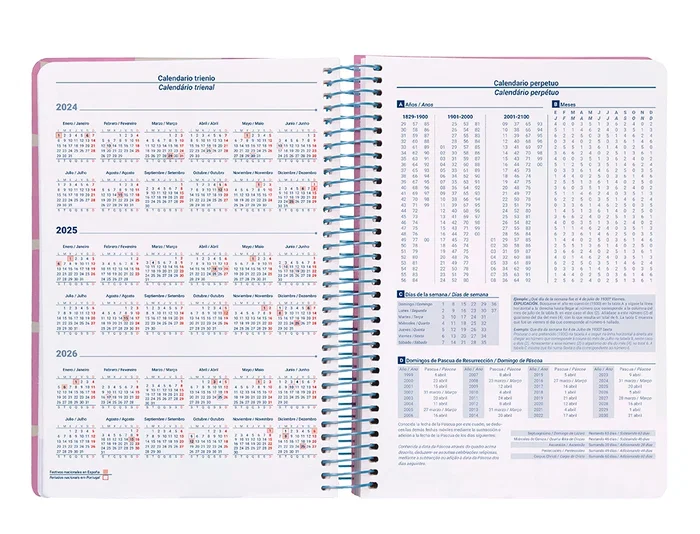 Agenda Espiral Liderpapel Classic 2025 Dia Pagina Expositor De 12 Unidades Surtidas Papel 70 gr