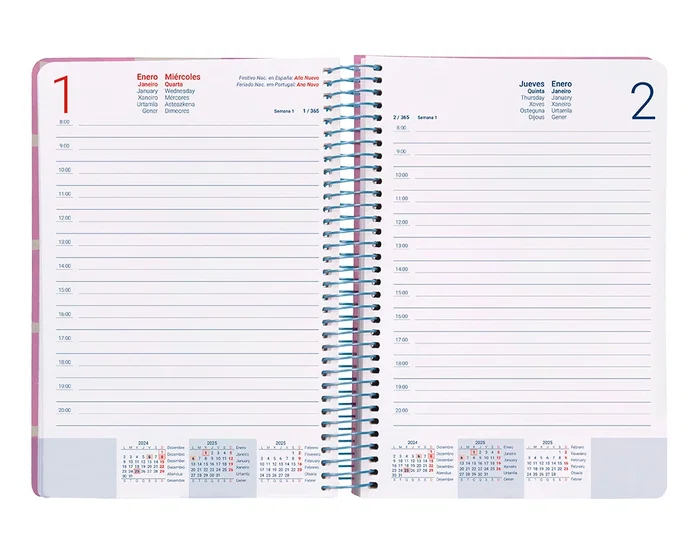 Agenda Espiral Liderpapel Classic 2025 Dia Pagina Expositor De 12 Unidades Surtidas Papel 70 gr